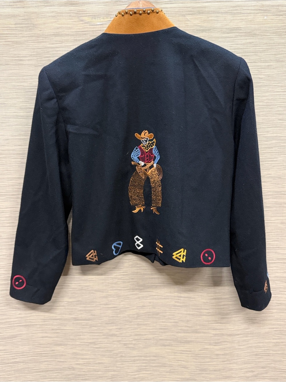 Scully Embroidered Rodeo Cowgirl Studded Wool Blazer Western Black Women’s L